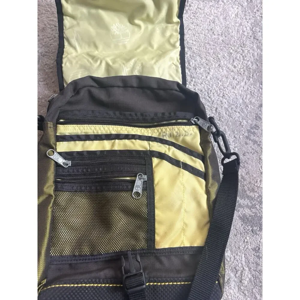 Vintage Timberland Gray Black Nylon Messenger Crossbody